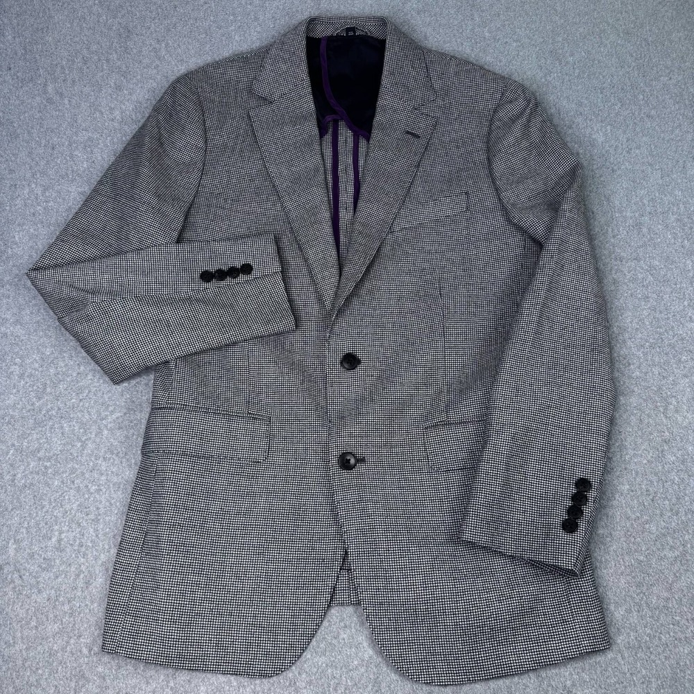 Bonobos X Marzotto Jetsetter Blazer 38R Black/White Houndstooth Wool Academia‎